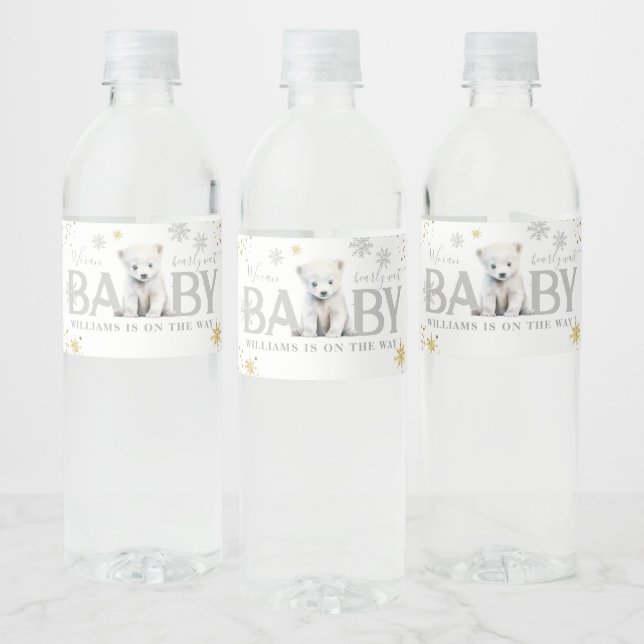 Étiquette Pour Bouteilles D'eau Baby shower d'attente moderne d'hiver Bienvenue (Bouteilles)