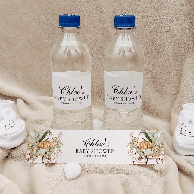 Étiquette Pour Bouteilles D'eau Baby shower d'automne du petit Citrouille (Créateur téléchargé)