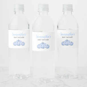 Étiquette Pour Bouteilles D'eau Baby shower d'automne minimaliste Citrouille bleu