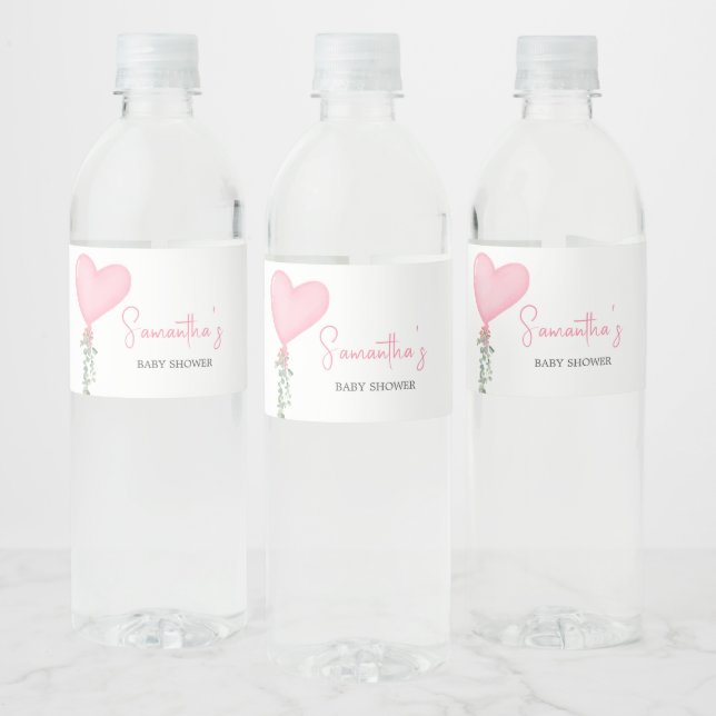 Étiquette Pour Bouteilles D'eau Baby shower de ballon rose Valentine (Bouteilles)