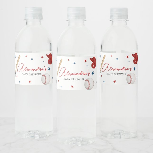 Étiquette Pour Bouteilles D'eau Baby shower de baseball (Bouteilles)