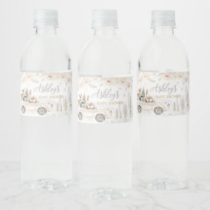 Étiquette Pour Bouteilles D'eau Baby shower de camions Woodland d'hiver
