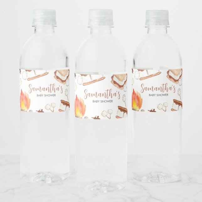 Étiquette Pour Bouteilles D'eau Baby shower de camping S'more (Bouteilles)
