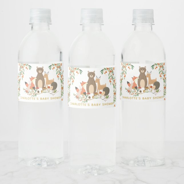 Étiquette Pour Bouteilles D'eau Baby shower de cerfs de bois Favoriser l'eau (Bouteilles)