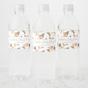 Étiquette Pour Bouteilles D'eau Baby shower de filles papillon rose moderne Boho