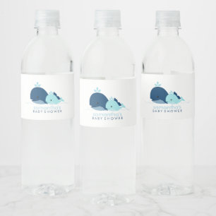 Étiquette Pour Bouteilles D'eau Baby shower de garçon de baleine de bébé bleu