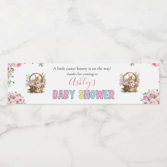 Étiquette Pour Bouteilles D'eau Baby shower de lapin de Pâques très simpliste (Étiquettes simples)