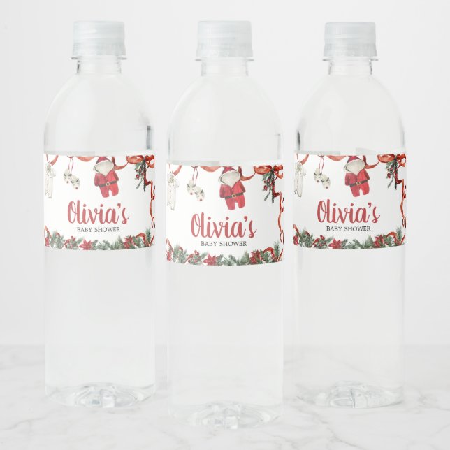 Étiquette Pour Bouteilles D'eau Baby shower de Noël Red Père Noël (Bouteilles)