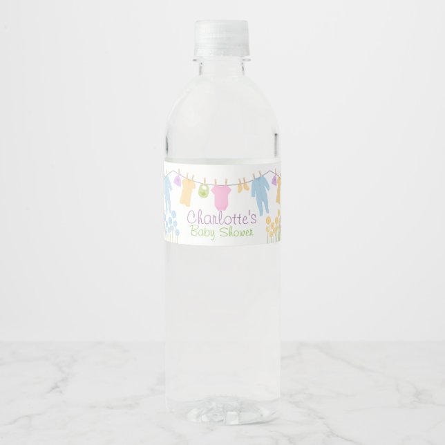 Étiquette Pour Bouteilles D'eau Baby shower de petits vêtements (Devant)