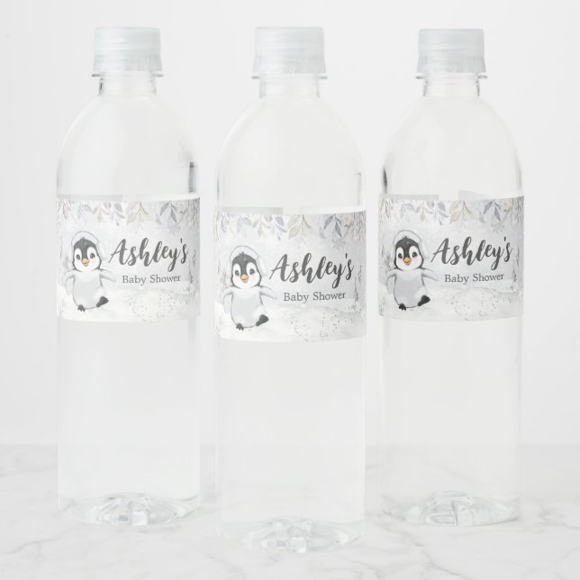 Étiquette Pour Bouteilles D'eau Baby shower de pingouin d'hiver (Bouteilles)