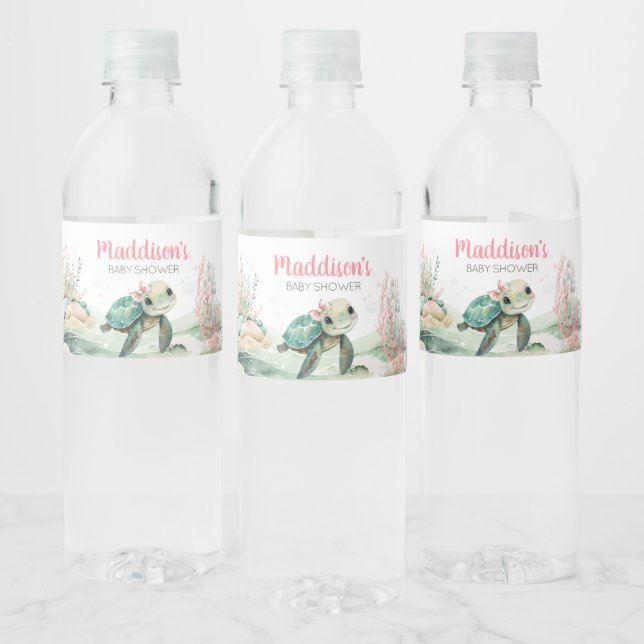 Étiquette Pour Bouteilles D'eau Baby shower de tortue de mer (Bouteilles)