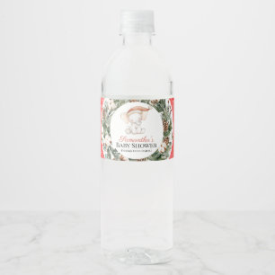 Étiquette Pour Bouteilles D'eau Baby shower de verdure de Noël Père Noël Elephant