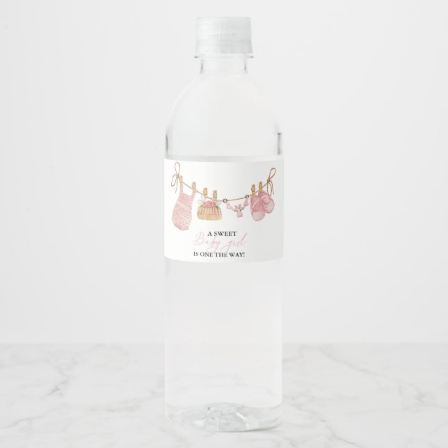 Étiquette Pour Bouteilles D'eau Baby shower de vêtements Bohême pour fille rose (Devant)