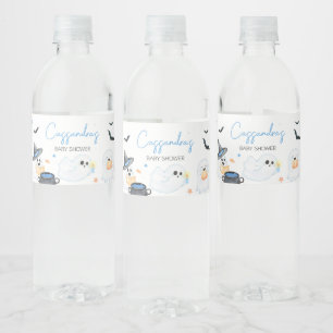 Étiquette Pour Bouteilles D'eau Baby shower d'Halloween Little Boo Bleu
