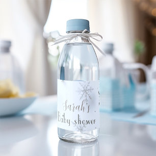 Étiquette Pour Bouteilles D'eau baby shower d'hiver chic Snowflakes
