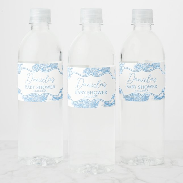 Étiquette Pour Bouteilles D'eau Baby shower d'ours bleu bleu français (Bouteilles)