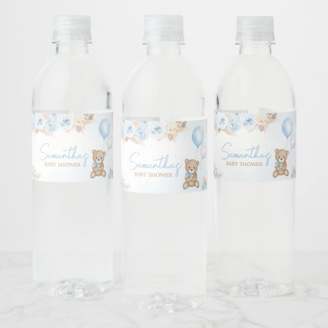 Étiquette Pour Bouteilles D'eau Baby shower d'ours bleu d'attente (Bouteilles)