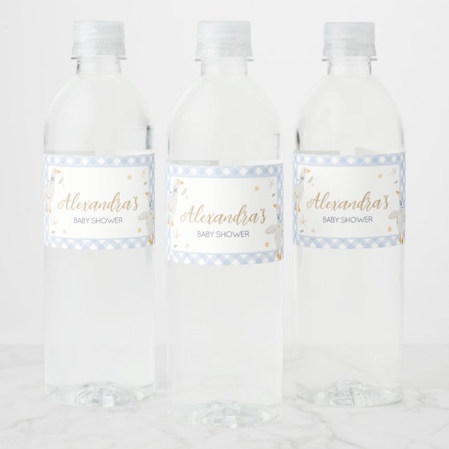 Étiquette Pour Bouteilles D'eau Baby shower En vichy oie bête (Bouteilles)