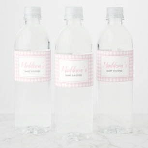 Étiquette Pour Bouteilles D'eau Baby shower En vichy rose classique