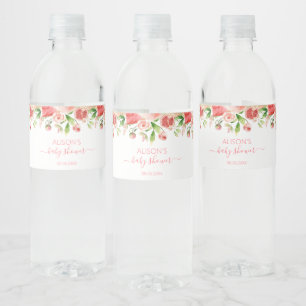 Étiquette Pour Bouteilles D'eau Baby Shower Fille Floral Rose Verte