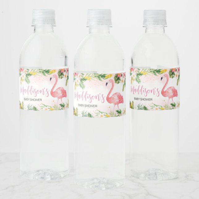 Étiquette Pour Bouteilles D'eau Baby shower Flamant rose Aloha rose (Bouteilles)