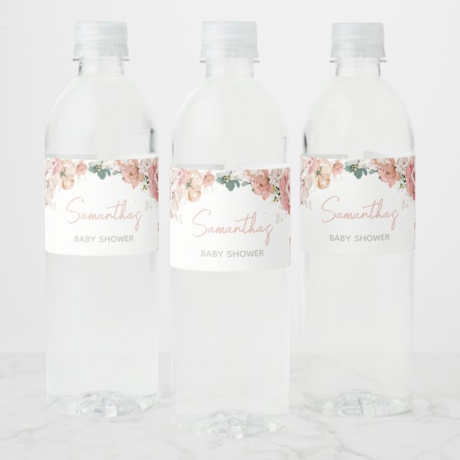 Étiquette Pour Bouteilles D'eau Baby shower Fleur sauvage de printemps (Bouteilles)