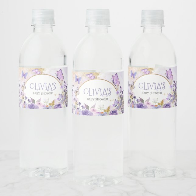 Étiquette Pour Bouteilles D'eau Baby shower floral enchanté (Bouteilles)