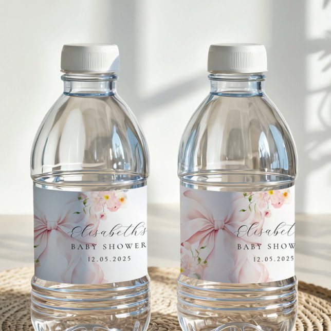 Étiquette Pour Bouteilles D'eau Baby shower floral rose Bow Favoriser le sac (Créateur téléchargé)