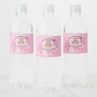 Étiquette Pour Bouteilles D'eau Baby shower Floral rose Élégant Décor de fête