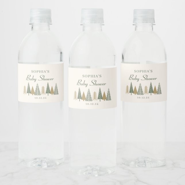 Étiquette Pour Bouteilles D'eau Baby shower forestier d'hiver (Bouteilles)