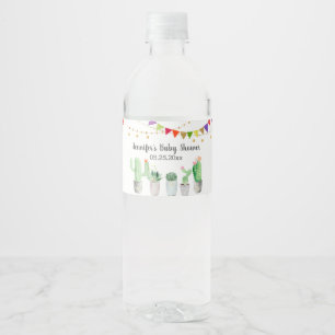 Étiquette Pour Bouteilles D'eau Baby shower Gold Fiesta Cactus