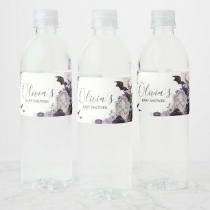Étiquette Pour Bouteilles D'eau Baby shower gothique floral pourpre