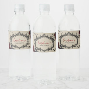 Étiquette Pour Bouteilles D'eau Baby shower gothique vintage floral