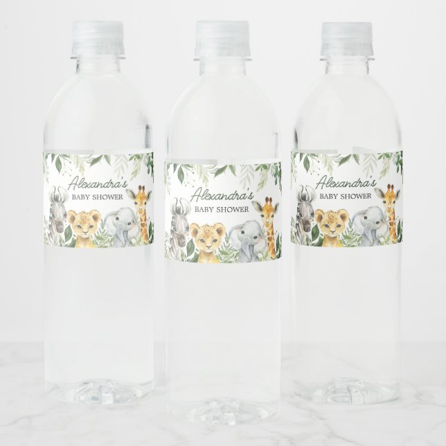 Étiquette Pour Bouteilles D'eau Baby shower Jungle Safari Animaux (Bouteilles)