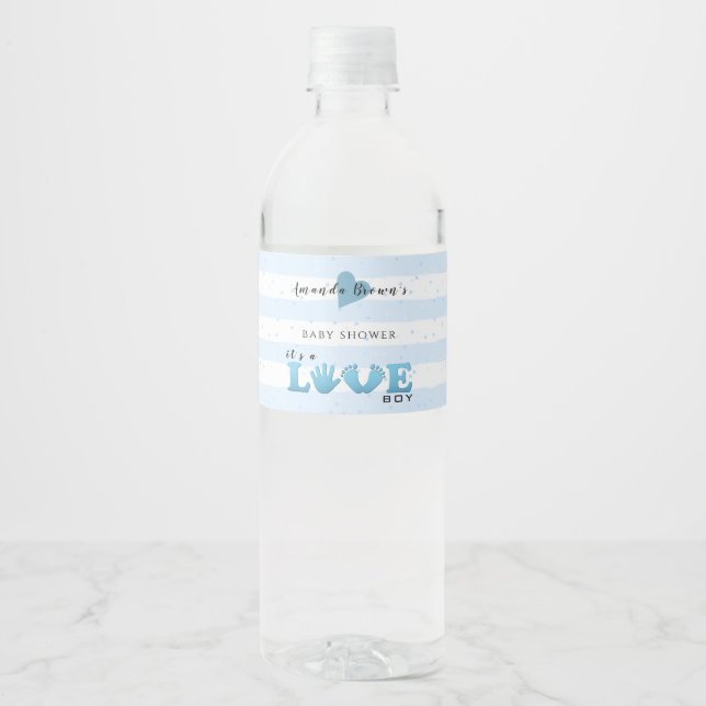 Étiquette Pour Bouteilles D'eau Baby shower Love Baby Boy (Devant)