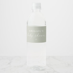 Étiquette Pour Bouteilles D'eau Baby shower minimaliste Sage Green