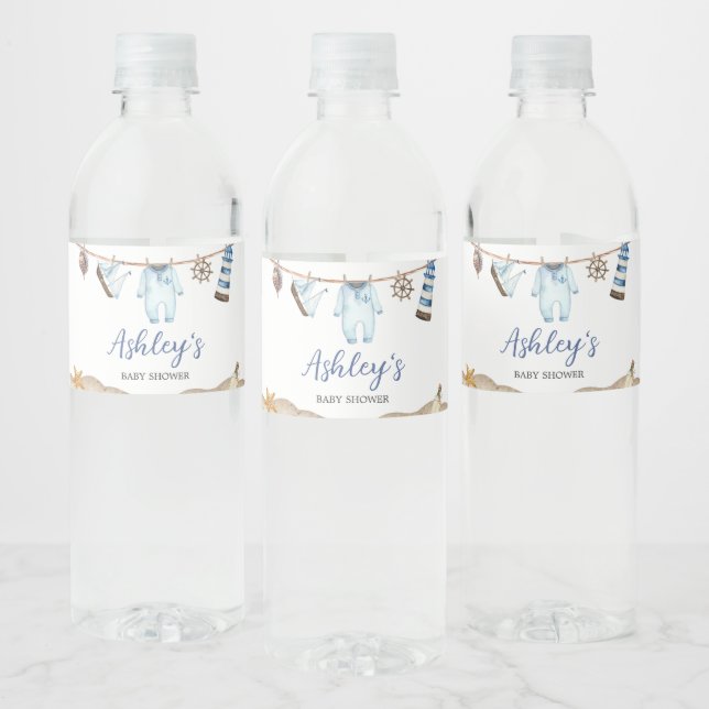 Étiquette Pour Bouteilles D'eau Baby shower nautique Ahoy (Bouteilles)