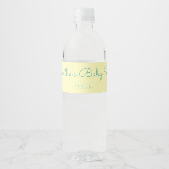 Étiquette Pour Bouteilles D'eau Baby shower non sexiste (Devant)