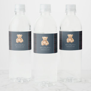 Étiquette Pour Bouteilles D'eau Baby Shower Ours en Peluche Classique Élégant