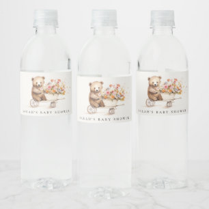 Étiquette Pour Bouteilles D'eau Baby shower Panier Floral Teddy Cute Localement Cu