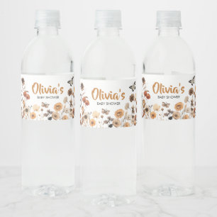 Étiquette Pour Bouteilles D'eau Baby shower papillon fleur sauvage