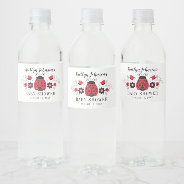 Étiquette Pour Bouteilles D'eau Baby shower Red Ladybug (Bouteilles)