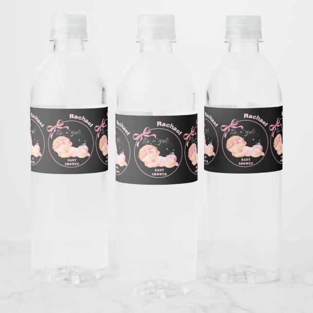 Étiquette Pour Bouteilles D'eau Baby shower rose, Baby Girl Douche (Bouteilles)