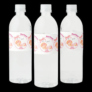 Étiquette Pour Bouteilles D'eau Baby Shower Rose, Baby Shower Fille