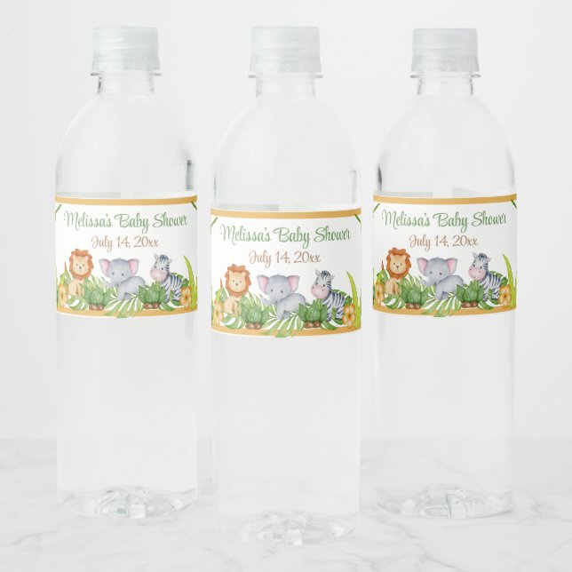 Étiquette Pour Bouteilles D'eau Baby shower Safari animal Jungle (Bouteilles)