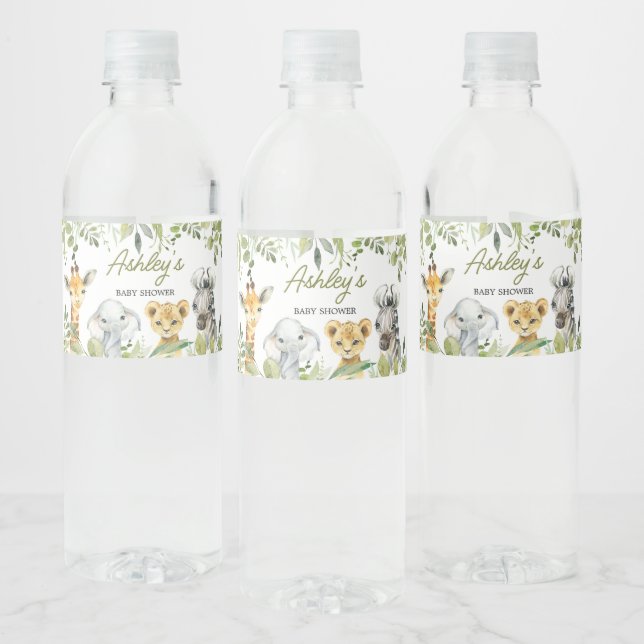 Étiquette Pour Bouteilles D'eau Baby shower Safari Wild One Jungle (Bouteilles)