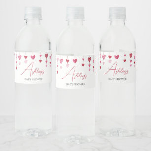 Étiquette Pour Bouteilles D'eau Baby shower Saint-Valentin rose de coeur rouge