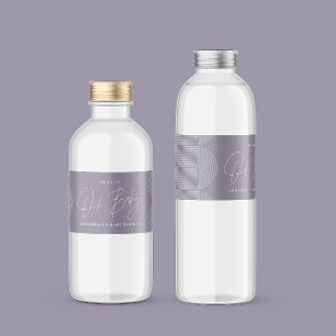 Étiquette Pour Bouteilles D'eau Baby shower script moderne lilas violet élégant