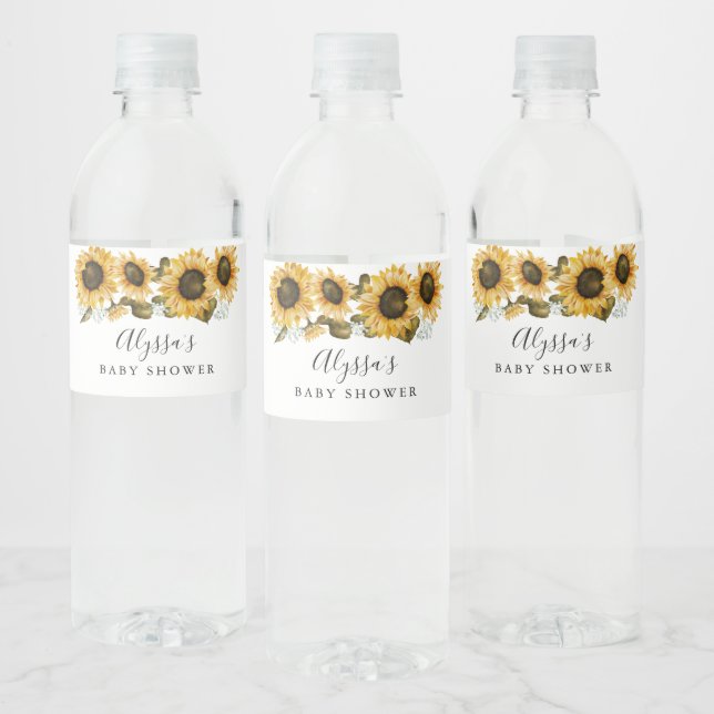 Étiquette Pour Bouteilles D'eau Baby shower tournesol (Bouteilles)