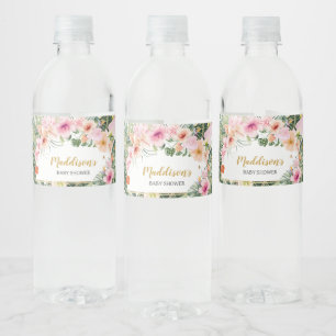 Étiquette Pour Bouteilles D'eau Baby shower tropical Floral Aloha
